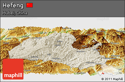 Shaded Relief Panoramic Map of Hefeng, physical outside