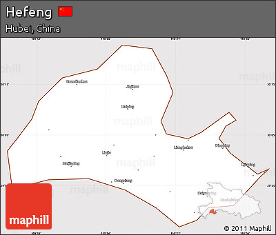 Classic Style Simple Map of Hefeng, cropped outside