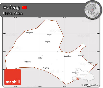 Classic Style Simple Map of Hefeng, cropped outside