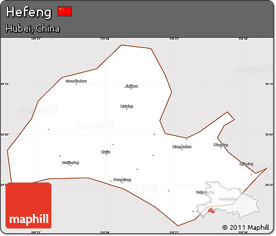 Classic Style Simple Map of Hefeng, cropped outside