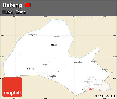 Classic Style Simple Map of Hefeng, single color outside