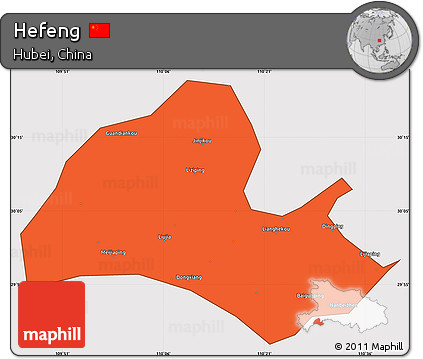 Political Simple Map of Hefeng, cropped outside