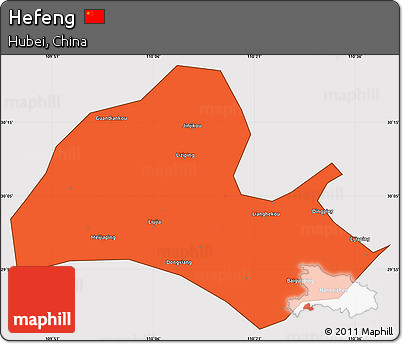 Political Simple Map of Hefeng, cropped outside