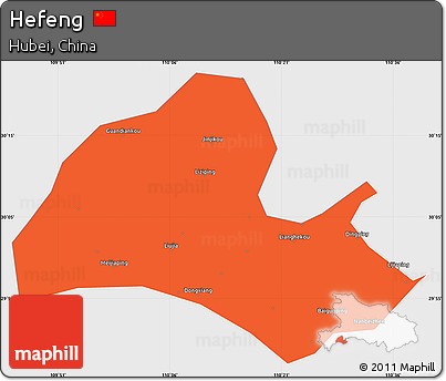 Political Simple Map of Hefeng, single color outside