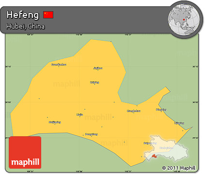 Savanna Style Simple Map of Hefeng, single color outside