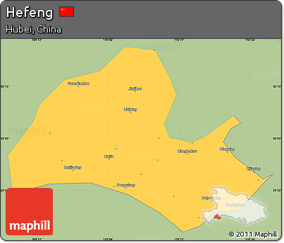 Savanna Style Simple Map of Hefeng, single color outside