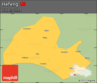 Savanna Style Simple Map of Hefeng, single color outside