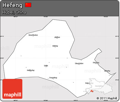 Silver Style Simple Map of Hefeng, cropped outside