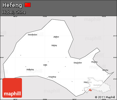 Silver Style Simple Map of Hefeng, cropped outside