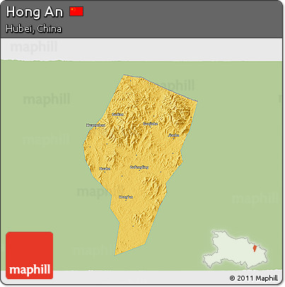 Savanna Style 3D Map of Hong An, single color outside