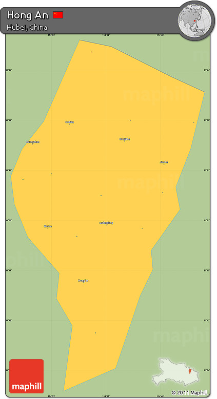 Savanna Style Simple Map of Hong An, single color outside