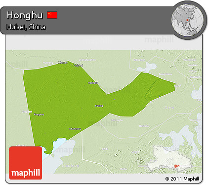 Physical 3D Map of Honghu, lighten