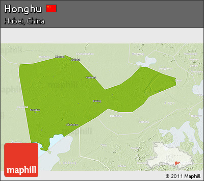 Physical 3D Map of Honghu, lighten