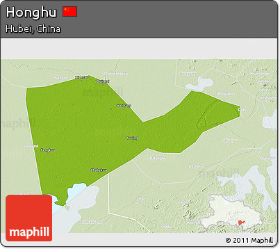Physical 3D Map of Honghu, lighten