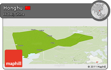 Physical Panoramic Map of Honghu, lighten
