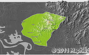 Physical 3D Map of Huanggang, darken, desaturated