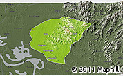 Physical 3D Map of Huanggang, darken, semi-desaturated