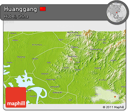Physical 3D Map of Huanggang