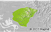 Physical 3D Map of Huanggang, lighten, desaturated