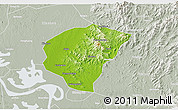 Physical 3D Map of Huanggang, lighten, semi-desaturated