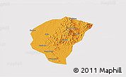 Political 3D Map of Huanggang, cropped outside