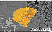 Political 3D Map of Huanggang, darken, desaturated