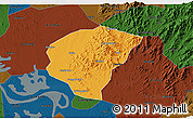 Political 3D Map of Huanggang, darken