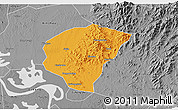 Political 3D Map of Huanggang, desaturated