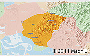 Political 3D Map of Huanggang, lighten