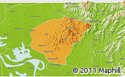 Political 3D Map of Huanggang, physical outside