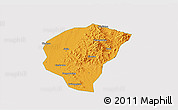 Political 3D Map of Huanggang, single color outside