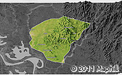 Satellite 3D Map of Huanggang, darken, desaturated