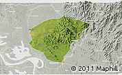 Satellite 3D Map of Huanggang, lighten, semi-desaturated
