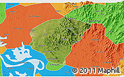 Satellite 3D Map of Huanggang, political outside