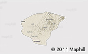 Shaded Relief 3D Map of Huanggang, cropped outside