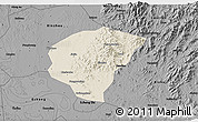 Shaded Relief 3D Map of Huanggang, darken, desaturated