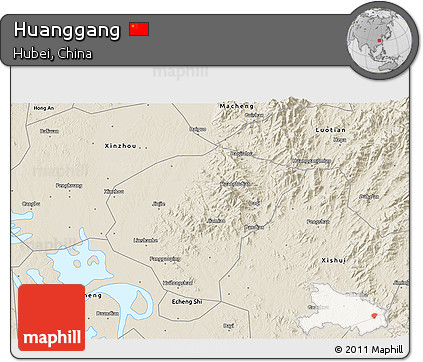 Shaded Relief 3D Map of Huanggang