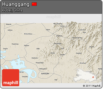 Shaded Relief 3D Map of Huanggang