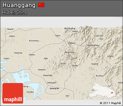 Shaded Relief 3D Map of Huanggang