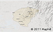 Shaded Relief 3D Map of Huanggang, lighten, semi-desaturated