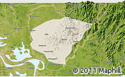 Shaded Relief 3D Map of Huanggang, satellite outside