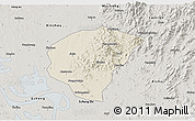 Shaded Relief 3D Map of Huanggang, semi-desaturated