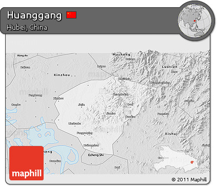 Silver Style 3D Map of Huanggang