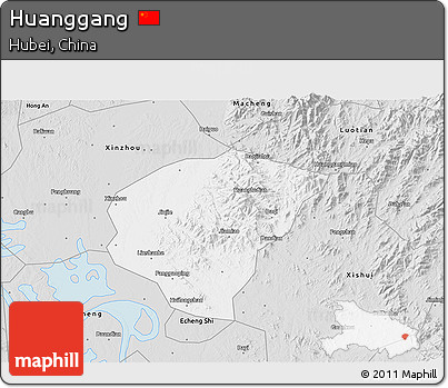 Silver Style 3D Map of Huanggang