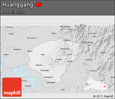 Silver Style 3D Map of Huanggang