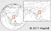 Blank Location Map of Huanggang, within the entire country