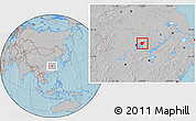 Gray Location Map of Huanggang, hill shading