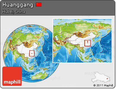 Physical Location Map of Huanggang, highlighted country, within the entire country