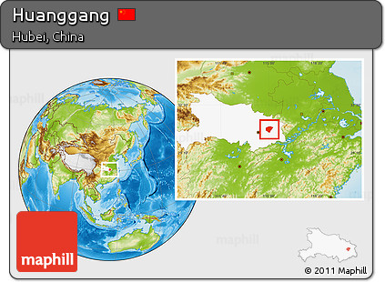 Physical Location Map of Huanggang, highlighted parent region