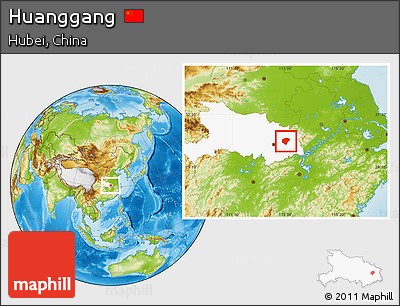 Physical Location Map of Huanggang, highlighted parent region